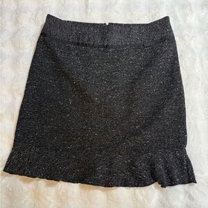 Pencil Skirt Black Knee Length Office Fitted Straight Women Size 13 Ruffled Hem